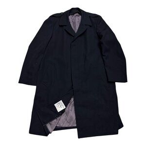 VINTAGE 80s FREED & FREED 1987 Wool All-Weather Black Trench Coat Mens Large